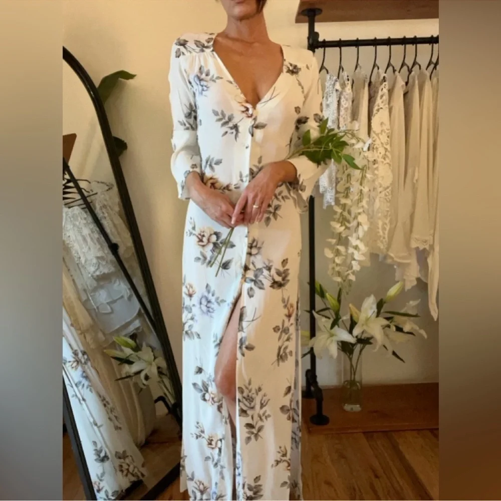 NWT FLYNN SKYE Floral Maxi Button Up Dress - Picture 8 of 9